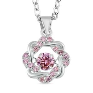 Simulated Pink Diamond 1.10 ctw Pendant in Platinum Over Sterling Silver